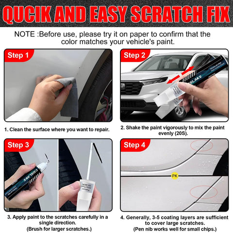 Honda Platinum White Pearl NH883P Touch Up Paint Kit With 2 In 1 Scratch Remover Pen usage steps for fixing vehicle scratches