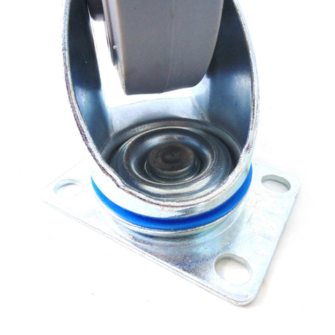 Four Inch Swivel Caster With Non Marking Soft Gray TPR Wheel Ball Bearing Total Lock Brake Heavy Duty Plate For Smooth Operator Glide On Wood Or Tile Flooring Today