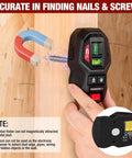Showing 2-In-1 Laser Level With Magnetic Stud Finder Rechargeable Wall Scanner For Wood And Metal Cross Line Laser in use