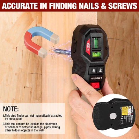 Showing 2-In-1 Laser Level With Magnetic Stud Finder Rechargeable Wall Scanner For Wood And Metal Cross Line Laser in use