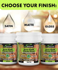 Premium Water Base Polyurethane Clear Coating In A Clean Matte Look For Indoor Wood Floors Counters And Concrete Offers Hella Tough Non Yellowing Protection Comes Packed In A Ready Pour Five Gallon Tub Perfect For Fast Home Revamps options shown in eco-tuff clear coat containers for satin, matte, and gloss finishes.