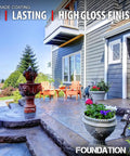 Premium Solvent Based Acrylic High Gloss Color Enhancing Concrete Sealer For Raw Slabs And Outdoor Pavers on a patio with flowers.