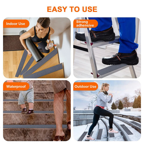 Heavy Duty Non Slip Stair Tape 4 Inch By 60 Feet For Outdoor Steps Waterproof Anti Skid Tape For Concrete Floors Grey in use