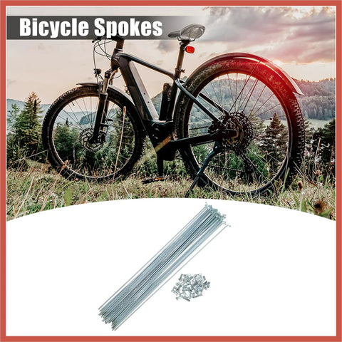 36 Pcs 14G J Bend Bicycle Spokes With Nipples, 270mm Length, 2mm Shaft, Steel Silver Tone Spoke Kit For Road, MTB, And All Bikes