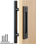 Heavy Duty Pull And Flush Door Handle Set In Matte Black For Sliding Barn Doors Fits Doors Up To Two And Three Eighths Inches