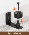 Set Of 2 Adjustable Roller Sliding Barn Door Bottom Floor Guides Wall Mounted With Flush Flat Bottom Black Fits Door Thickness 0.9-1.97 Inches