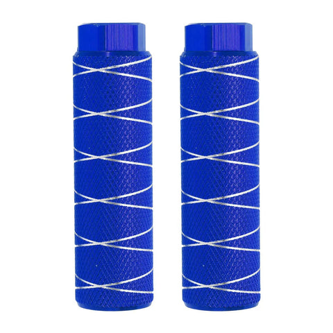 Two Pack Aluminum Alloy Bike Pegs For Three Eighths Inch Axles Anti Skid Foot Pegs For Front Or Rear Use, Durable Navy Blue Stunt Pegs
