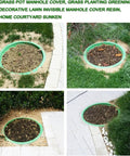 Round Resin Drainage Access Lid 40 Cm Grass Cover for Lawn Garden and Landscaping shown installed, blending with grass