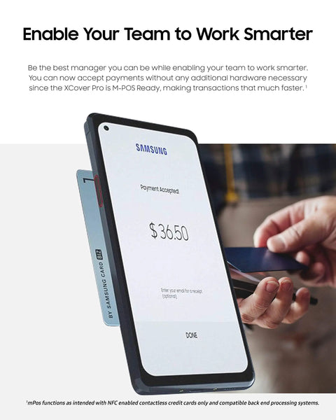 Galaxy Xcover Pro Rugged Smartphone Hella Durable Ip68 Waterproof Build Dual Sim Unlocked Works With Verizon And At T Sixty Four Gb Memory Glove Ready Touchscreen showing payment acceptance screen.