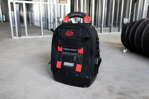 HVAC Pro Kit 32 Piece Service Installation And Fabrication Set With VETO Tech Pac Backpack in construction site setting.