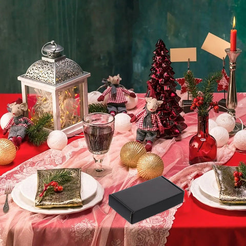Holiday table setting with 15 Pack Black Corrugated Paper Shipping Box for mailing and shipping supplies