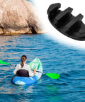 Heavy Duty Kayak Cleat Kit for Anchor and Rigging, Black Nylon Cleat with Stainless Steel Screws shown next to kayaker on water