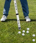 Person using 40 Inch Golf Ball Retriever With Storage Bag And Detachable Picker Upper Tube, Made From Aluminum Alloy, collecting balls