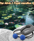 All In One Pond Aerator Kit With Check Valves Air Stones And Airline Tubing For Outdoor Ponds Up To 1000 Gallons No Fuss Easy Setup.