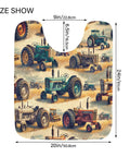 Vintage Farm Tractors U Shaped Toilet Rug Absorbent Non Slip Backing Quick Dry Machine Washable 24x16 inches with tractor design.