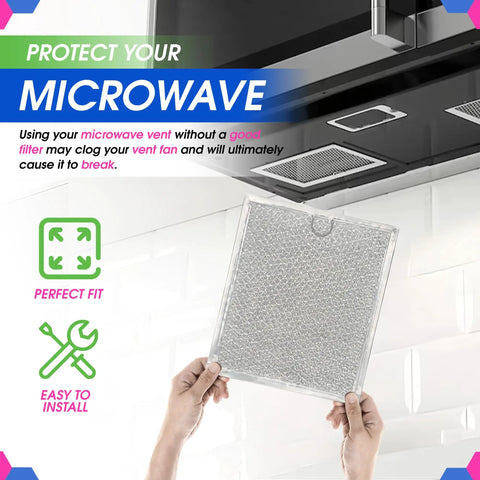 Over The Range Microwave Vent Filter Replacement 9 X 7.72 Inch Aluminum Mesh Grease Screen Hood Vent Filter 2 Pack Traps Grease And Odors While Keeping Airflow Strong