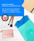 Teal 10x13 Inch Poly Mailers 220 Pcs Self Sealing Non Padded Shipping Bags For Clothing with makeup items and wallet
