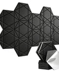 Kick The Echo To The Curb With Hexagon Acoustic Panels 12 Pack Self Adhesive Sound Proofing Foam Wall Tiles High Quality Polyester Fiber Noise Reduction Tiles For Room Treatment on a wall.