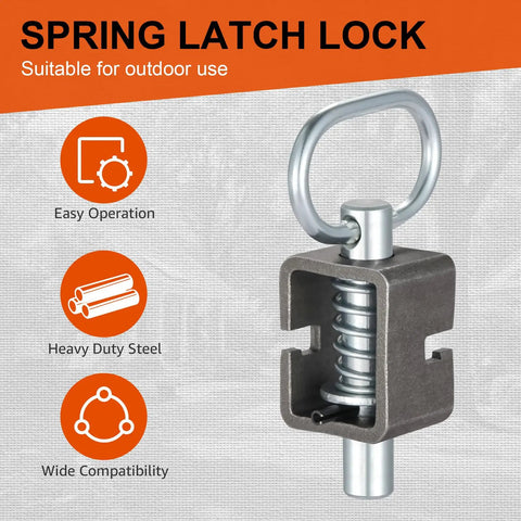 Bulletproof Spring Latch Lock For Utility Truck Trailers Weld On Heavy Duty Steel Assembly close-up of easy operation design.