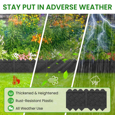 30Ft Plastic Landscape Edging Border With 5.1 Inch Exposed Height in adverse weather conditions with plants