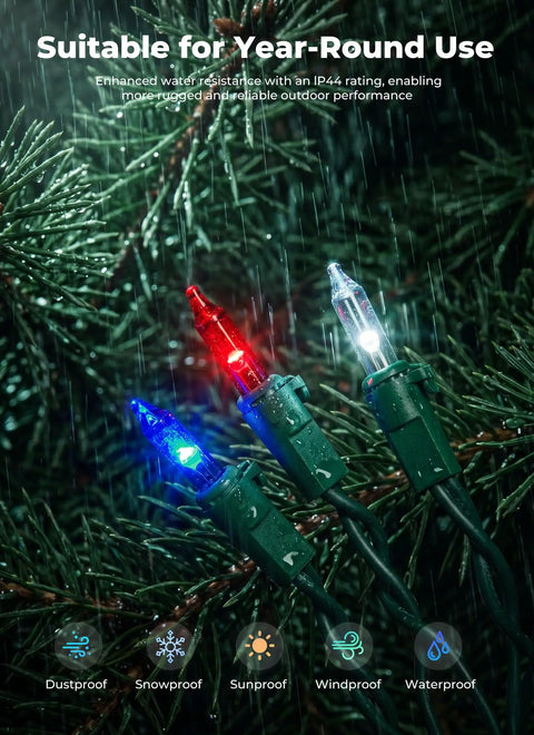 Red White Blue LED Christmas String Lights 100 Count 20 Feet Patriotic Outdoor Indoor Mini Light Set for Fourth of July