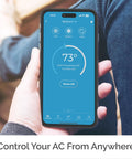 Mobile app interface for Boss Level Smart Air Conditioner Controller With WiFi Thermostat showing temperature control.