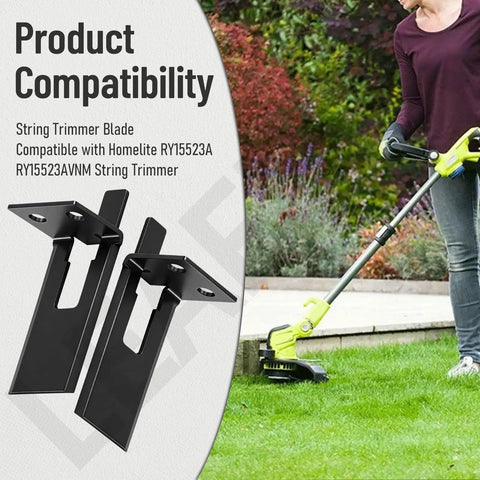 2 Pack Line Cutting Blade For Homelite RY15523A And RY15523AVNM String Trimmers, shown installed on trimmer