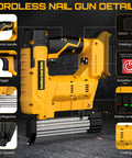 Boss Grade 18 Gauge Cordless Brad Nailer And Electric Staple Gun Two In One Workhorse, showing ergonomic handle and trigger functionalities.