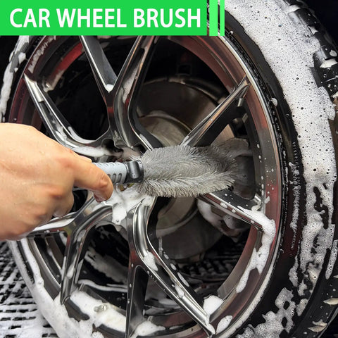14 Piece Car Wash Kit With 62 Inch Long Reach Brush Microfiber Scratch Free Wash Mitts And Mop Kit used on car wheel