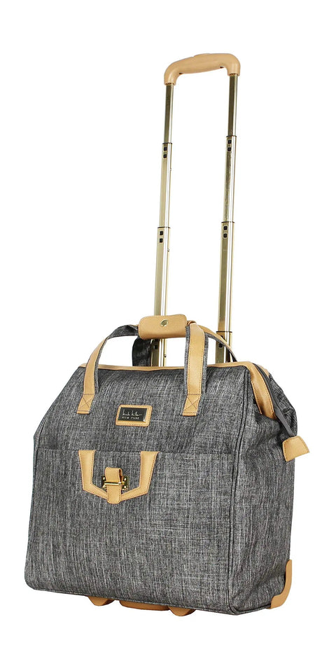 Underseat Carry-On Luggage For Women, 15 Inch Lightweight Bag With 2 Spinner Wheels, Small Nylon Briefcase Style, Paige Silver