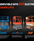 Heavy Duty Built Like A Tank 24V 25A Scissor Lift Battery Charger With Auto Shutoff And IP67 Waterproof Seal keeps compatible scissor lifts charged.