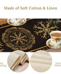 Tree Of Life Dope Abstract Table Runner 13x60 Inches With Golden Black Celtic Geometric Dragon Boat Rudder Motifs, coffee setup