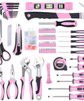 Pink Tool Set For Women 220 Piece Home Repair Kit With Durable Forged Steel Pliers And 12 Inch Wide Mouth Open Storage Tool Bag