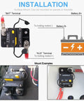 Installation diagram of Rugged Heavy Duty 200 Amp Circuit Breaker With Manual Reset For RV Boat Marine ATV Systems 12V 48V DC IP67 Waterproof
