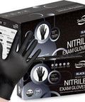 Professional Black Nitrile Gloves With A Slick Grip And Slam Dunk Comfort For Food Prep And Salon Grind Disposable Latex Free Powder Free Non Sterile 1000 Ct Xl Case For Real Deal Professionals with a hand showing gloves.