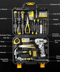 Open storage case of 8V Cordless Drill Set With 157 Piece Home Repair Kit And Storage Case A Handy Workhorse For DIY Projects