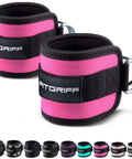 Heavy Duty Ankle Straps For Cable Machine Dual Pack Gym Workout Gear Designed For Serious Leg Development And Knockout Glute Activations Clutch Pulley Harness In Pink, padded nylon strap with D rings.