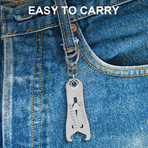 Bolt Size Finder Tool Keychain Gauge for DIY Mechanics Portable Stainless Steel Bolt and Nut Thread Size Checker on jeans
