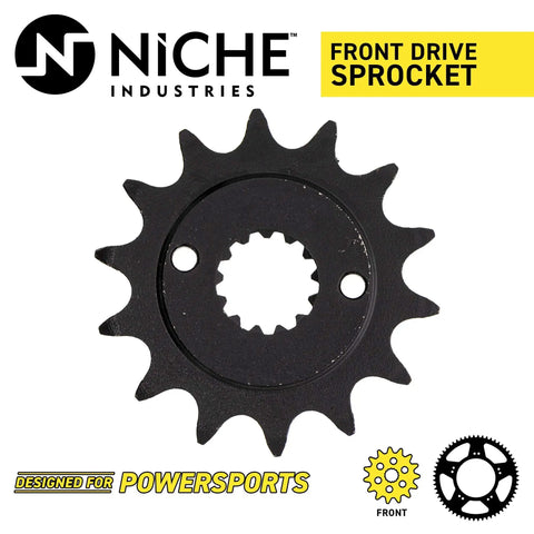 Beefed Up Drive Sprocket And Chain Combo For Suzuki QuadSport Z400 LT Z400 Front 14T Sprocket Close-up