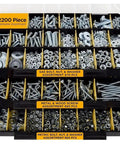 2251 Pieces Hardware Assortment Kit With Carbon Steel Bolts Nuts And Washers SAE And Metric Black Finish For Fast Repairs And DIY Projects For Home Auto And Workshop Projects And Quick Easy Repairs, open organizer tray
