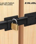 9 Inch Flip Gate Latch Lock With Four Padlock Holes Heavy Duty Four Millimeter Carbon Steel Adjustable Door Latch installed