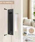 8-Inch Recessed Door Pull Pocket Handle Matte Black for Sliding Barn Doors, Closets, and Bifold Doors installation