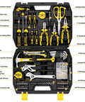 185 Piece Tool Set With General Household Hand Tool Kit And Toolbox Storage Case For Home Repair, organized in black case