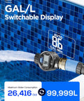 Brass Inlet Water Flow Meter With Gallon And Liter Readout For Outdoor Garden Hose Watering RV Tanks Sprinklers And Sprayers Heavy Duty All Weather Construction, switchable display