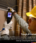 TG268 Thermal Imaging Camera With 320x240 IR, Ultra Clear MSX Real Time Detail, 640x480 Visual Sensor For Sharper Thermal Images, Spot IR Bullseye Laser For Easy Heat Tracking On The Fly being used to inspect a vent