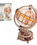 Luminous 3D Puzzle Globe Kit With USB Rotation Wooden Globe Craft For Adults And Teens 5 Hour Assembly Challenge, wooden desk globe