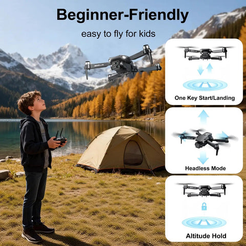 Child operating 4K Camera Drone For Adults Foldable And Beginner Friendly With 3 Batteries And 36 Minute Flight Time, HD FPV