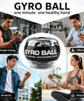 Grip Strength Gyro Ball Exerciser With LED Lights No Batteries Needed Portable Carry Bag For Wrist Forearm Strengthening And Hand Training Torque Ball For Fingers Grip Muscles And Arm Workout, black gyro ball shown with users in gym, office, and home