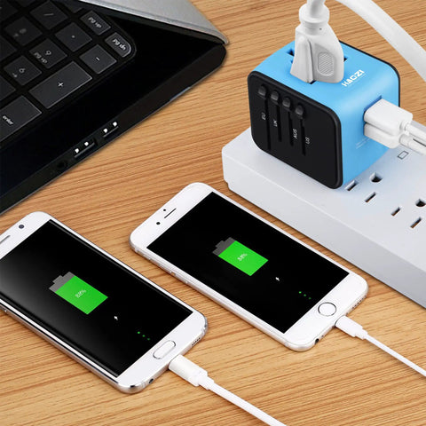 Universal Travel Adapter With Dual USB Fast Charge All In One International Power Converter For UK EU AU Asia charging two phones