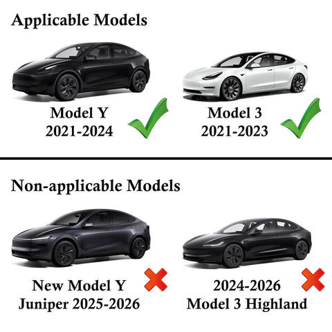 Comparison of applicable and non-applicable Models for High Speed Car USB Hub Charger for Model 3 2021-2023 and Model Y 2021-2024